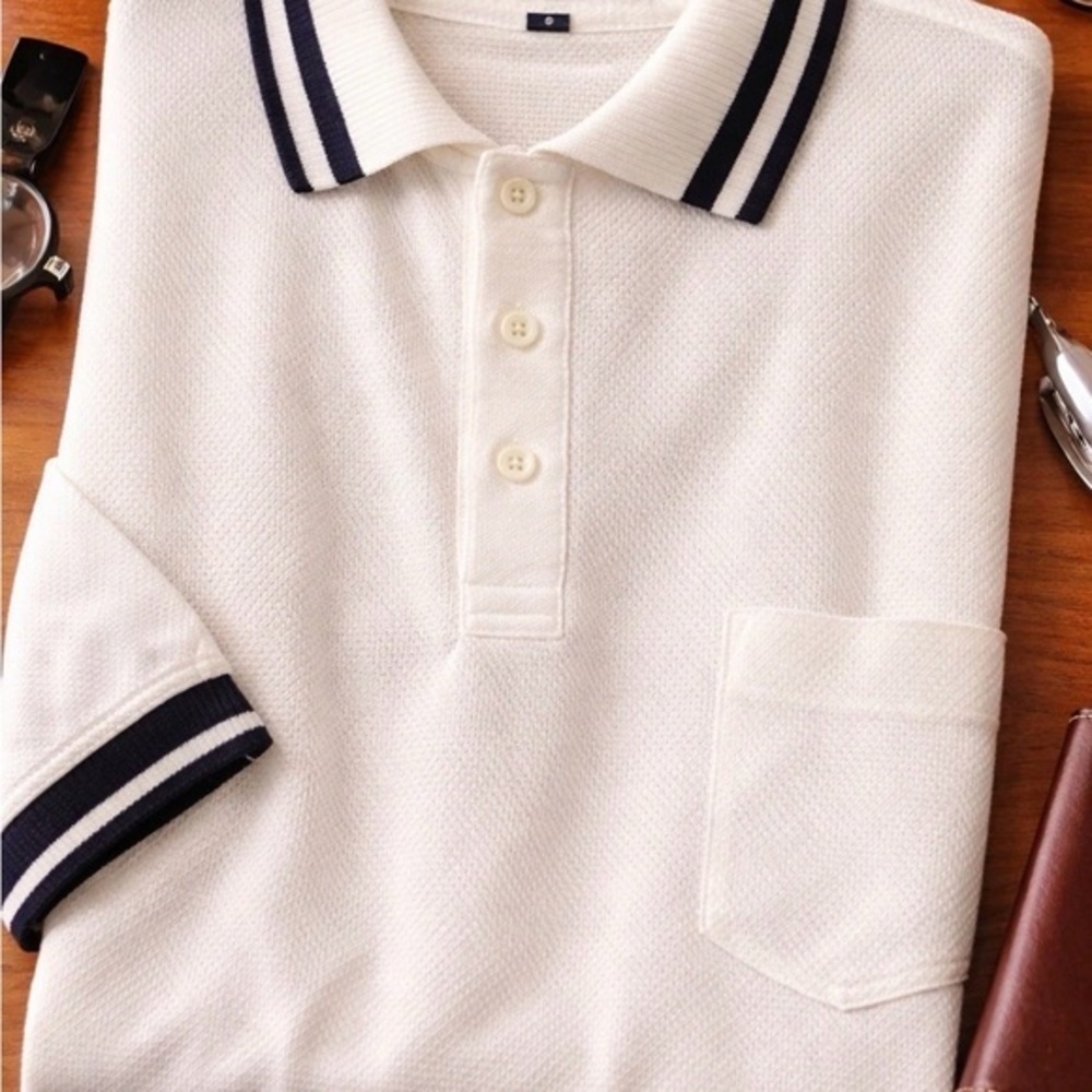 King Louie Polo vintage Shirt Mens Small White with black. New